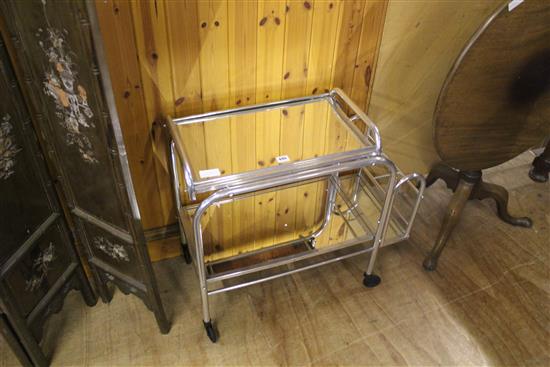 Art Deco glass & chrome drinks trolley